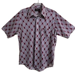 Vintage 70’s TOWNCRAFT Polyester Plaid Flare Dagger Collar Button Up Shirt Large